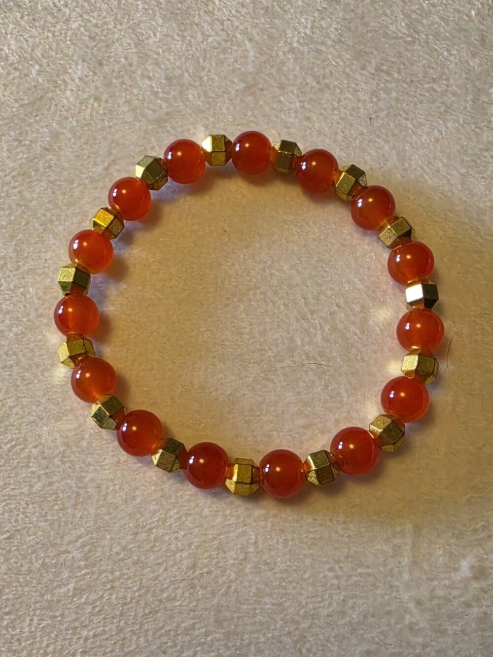 Orange and Gold Beaded Bracelet